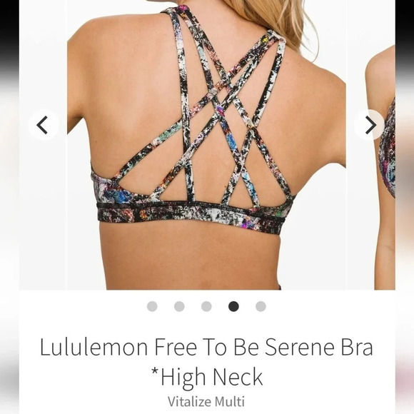 Lululemon Free To Be Serene Sports Bra High Neck Strappy Back Vitalize Multi 4 - Picture 14 of 16